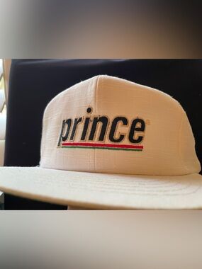 Vintage Prince Tennis Snapback Hat White Cap 90s USA Made Rare